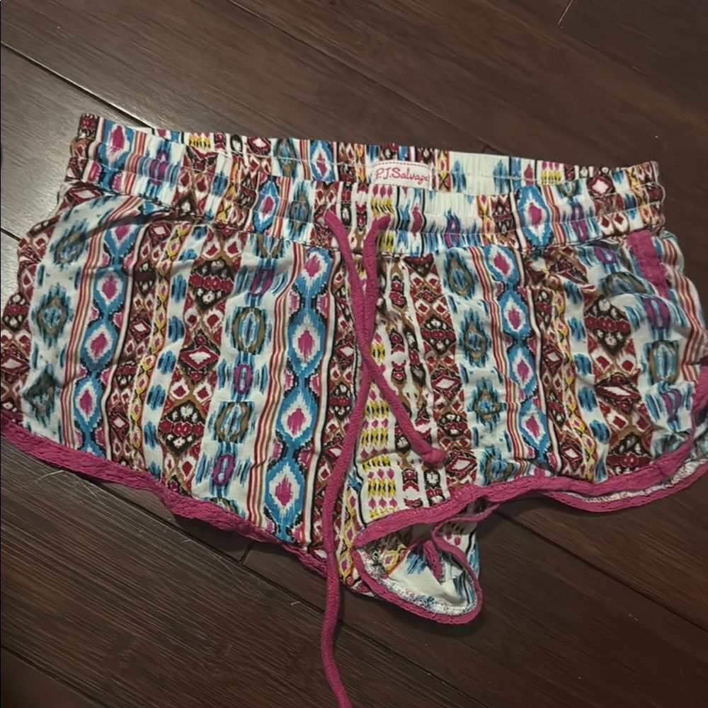 PJ Salvage Multicolor Patterned Women's Shorts- Size XS Drawstring Short Shorts